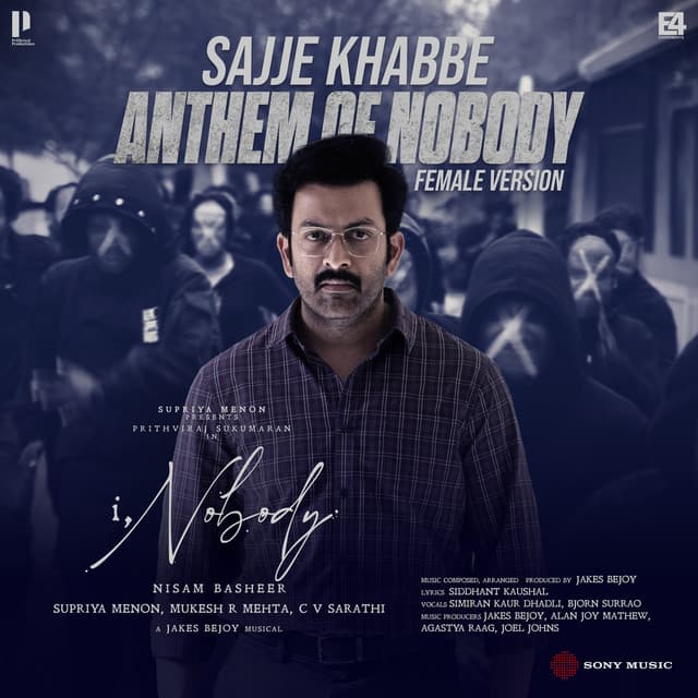 Sajje Khabbe (Female Version) [From "I, Nobody"] by Jakes Bejoy, Simiran Kaur Dhadli, Bjorn Surrao, Siddhant Kaushal